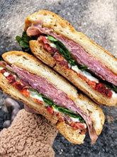 Load image into Gallery viewer, Luciano Special Italian Sandwich from Molinari Delicatessen in San Francisco, California featuring laters of Molinari Brand Hot Coppa, fresh mozzarella on a crusty Italian roll.